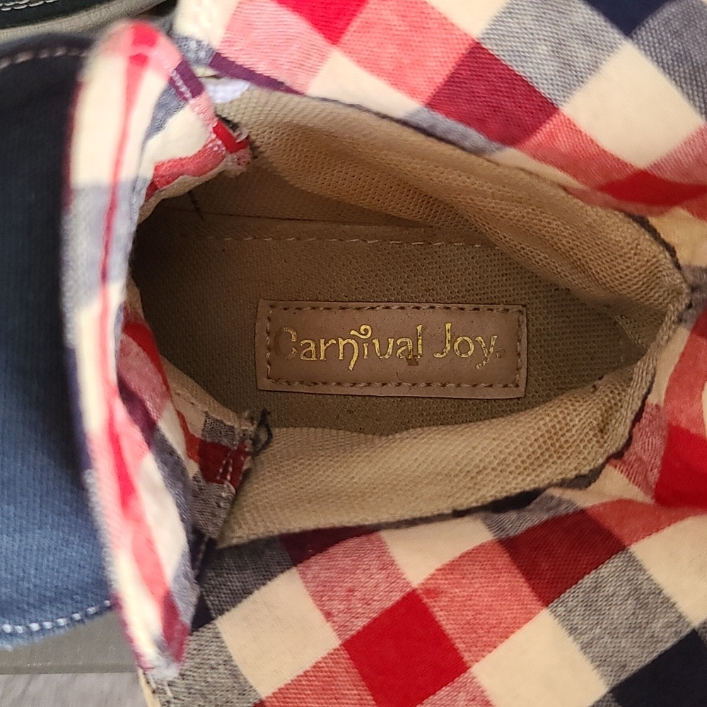 Navy High-Top Canvas Sneakers with Plaid Lining - Picture 3 of 12